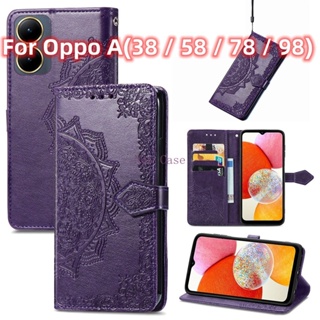 เคสโทรศัพท์หนัง ฝาพับแม่เหล็ก กันกระแทก พร้อมช่องใส่บัตร สําหรับ Oppo A38 A58 A78 A98 OppoA38 OppoA58 OppoA78 4G 5G 2023