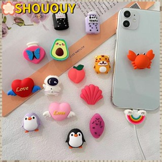 Shououy ตัวถนอมสายชาร์จ USB ซิลิโคน ลายเพนกวิน นักบินอวกาศน่ารัก