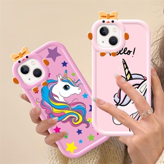 เคสโทรศัพท์มือถือนิ่ม ลายการ์ตูนยูนิคอร์นน่ารัก ผูกโบว์ สําหรับ OPPO A15 A12E A15S A16 A16s A31 A53 A54 A55 A57 A3S A72 A74 A8 A9 A5 2020 A96