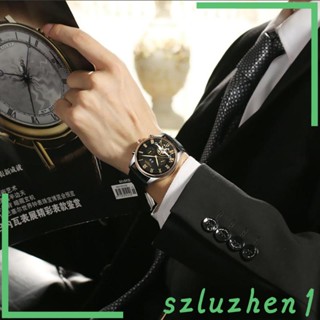 [Szluzhen1] นาฬิกาข้อมืออะนาล็อก สายหนัง ตัวเลขโรมัน หรูหรา