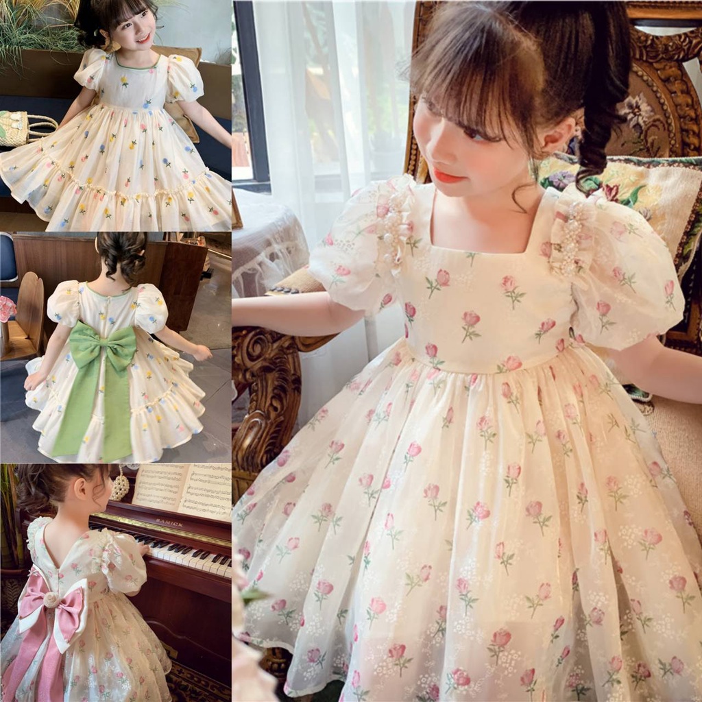 (พร้อมส่ง) ชุดเด็กหญิง ชุดออกงานเดรสกระโปรง ผ้าดีงานสวยมาก