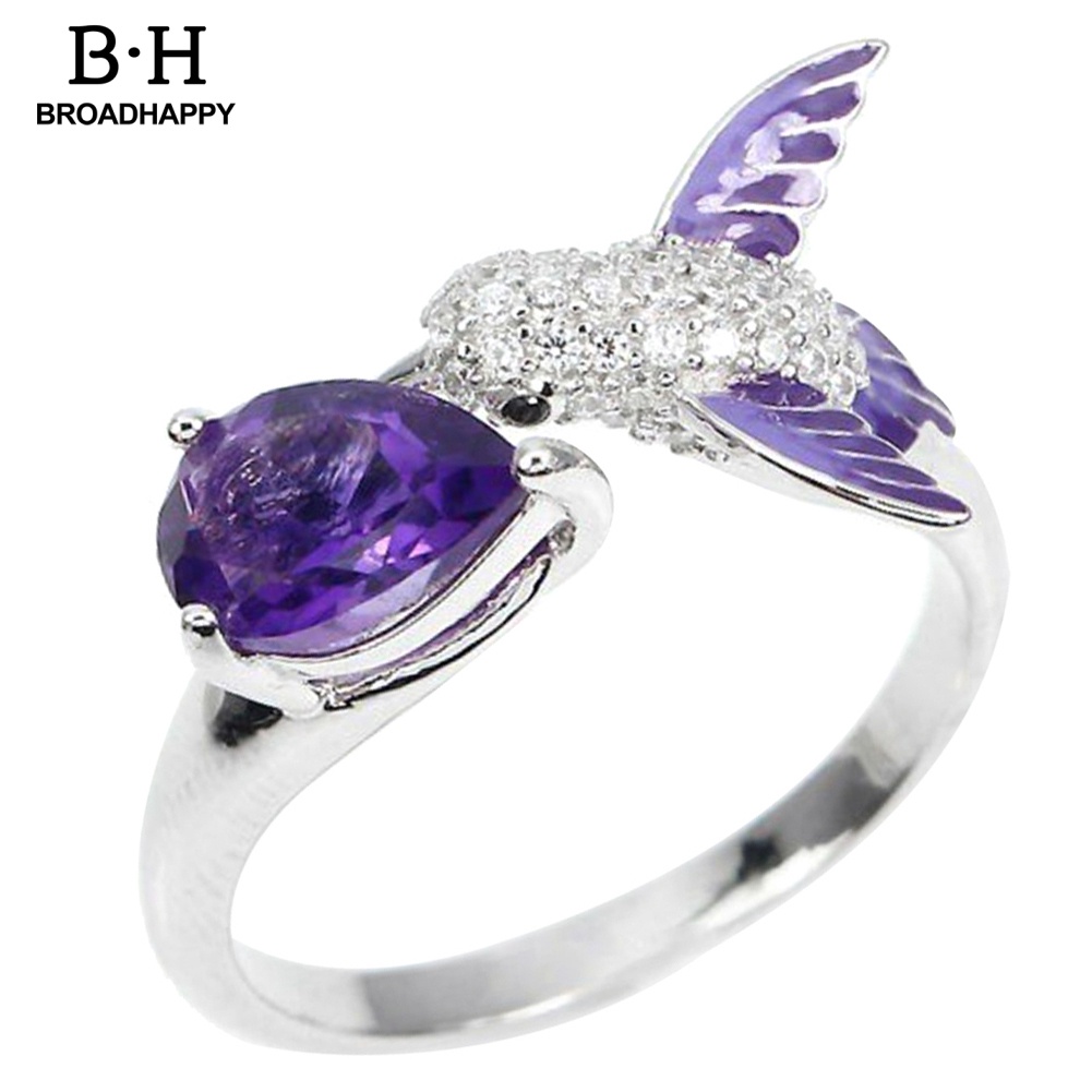 👍broadhappy🔥แหวนหมั้น ประดับเพทาย อเมทิสต์เทียม รูปหยดน้ํา สําหรับผู้หญิง