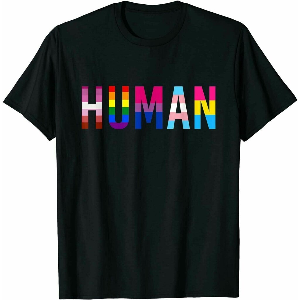 เสื้อยืดพิมพ์ลายแฟชั่นเสื้อยืด calandfashionGildan ผ้าฝ้ายฤดูร้อนสบาย ๆ เสื้อยืด ลายธงมนุษย์ Lgbt Gay Pride Month Transg