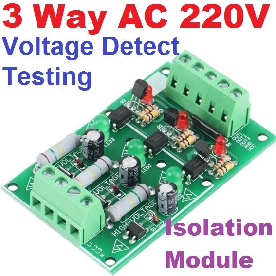 3 Channel Way AC 220V Optocoupler Isolation Module Voltage Detect Testing Board 3-5V For PLC