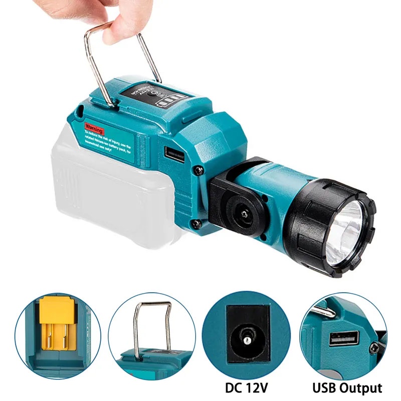 แบบพกพา Spotlight ไฟ LED ทำงานไฟฉายสำหรับ Makita 10.8V 12V Li-Ion แบตเตอรี่มือถือไร้สาย LED LIGHT แสงกลางคืน