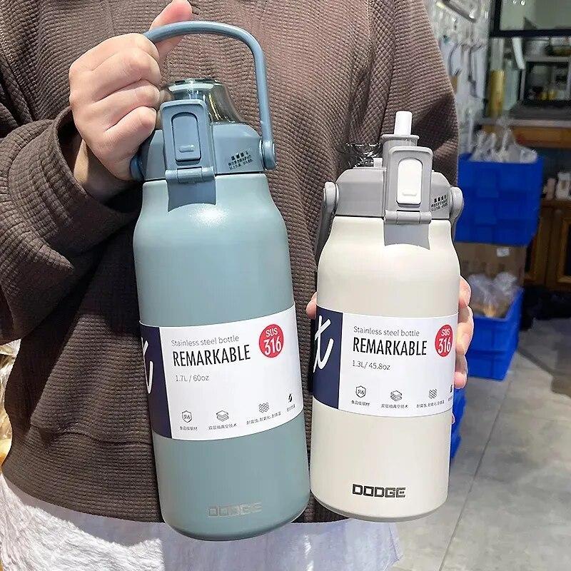 แท้! กระติกน้ำ DODGE  กระบอกน้ำเก็บความเย็น 1.3 ลิตร และ 1.7 ลิตร วัสดุสแตนเลส 316 พร้อมหลอด เก็บได้