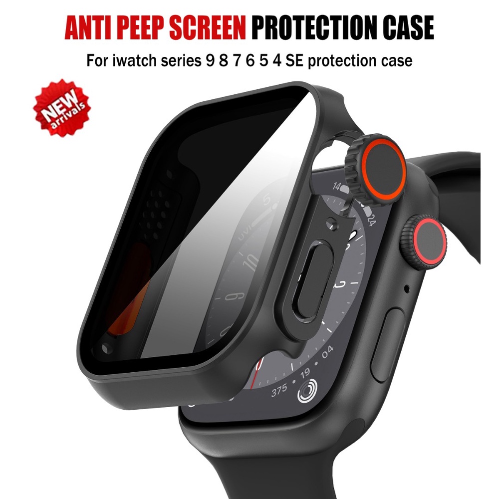 เคสกระจกนิรภัย กันรอยหน้าจอ กันแอบมอง สําหรับ iWatch Series 9 8 7 6 SE 5 4 45 41 มม.