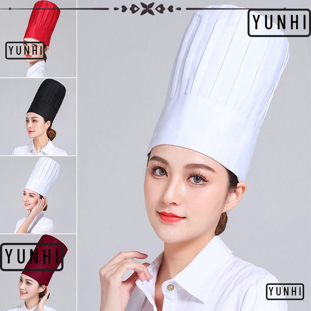 Yunhi หมวกเชฟ หมวกเชฟ ยืดหยุ่น ปรับได้ หมวกเชฟ ผ้าฝ้าย คลาสสิก ทํางาน ที่คาดผม หมวกทําอาหาร ครัว