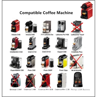 6ชิ้น แคปซูลเติมได้ นำกลับมาใช้ซ้ำสำหรับเครื่องกาแฟเนสเพรสโซ่, เครื่องชงกาแฟเอสเพรสโซ่ พร้อมช้อนและแปรง