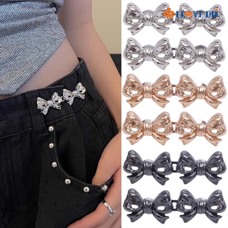 หัวเข็มขัดโลหะ รูปดาว ผีเสื้อ ดอกไม้ รัดรูป กระดุมเอว / อุปกรณ์เสื้อผ้า DIY 1 คู่