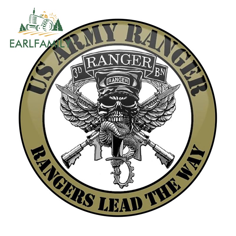 EARLFAMILY 13 ซม.x 13 ซม.US Army Ranger สติกเกอร์รถตะกั่ว Way Decal หน้าต่าง Trunk กันชนตกแต่ง Army Skull ทหารสติกเกอร์