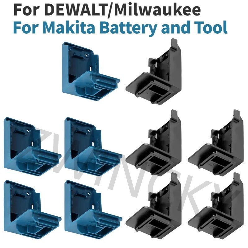 Zwincky 1/3/5 ชิ้นเครื่องมือแบตเตอรี่ Mount Holder 2-in-1 สําหรับ Makita/DEWALT/Milkwaukee 18 โวลต์แบตเตอรี่เครื่องมือชั้นเก็บวงเล็บ