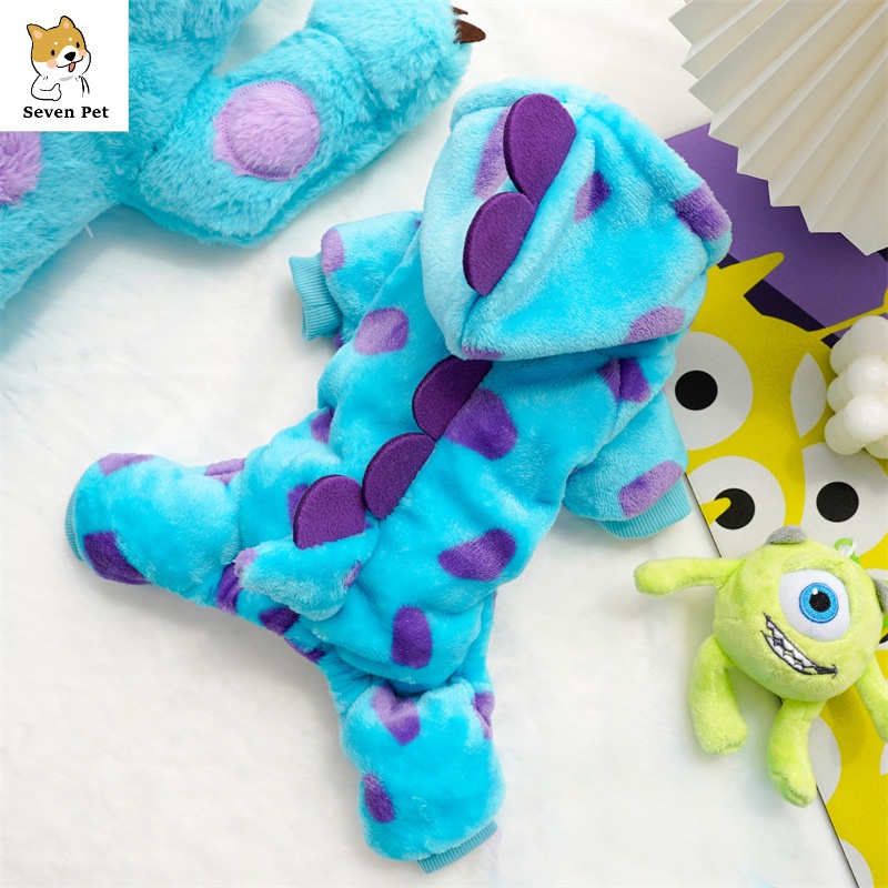 เสื้อกันหนาว มีฮู้ด ผ้าฟลีซ ลายไดโนเสาร์น่ารัก สําหรับสัตว์เลี้ยง สุนัข แมว