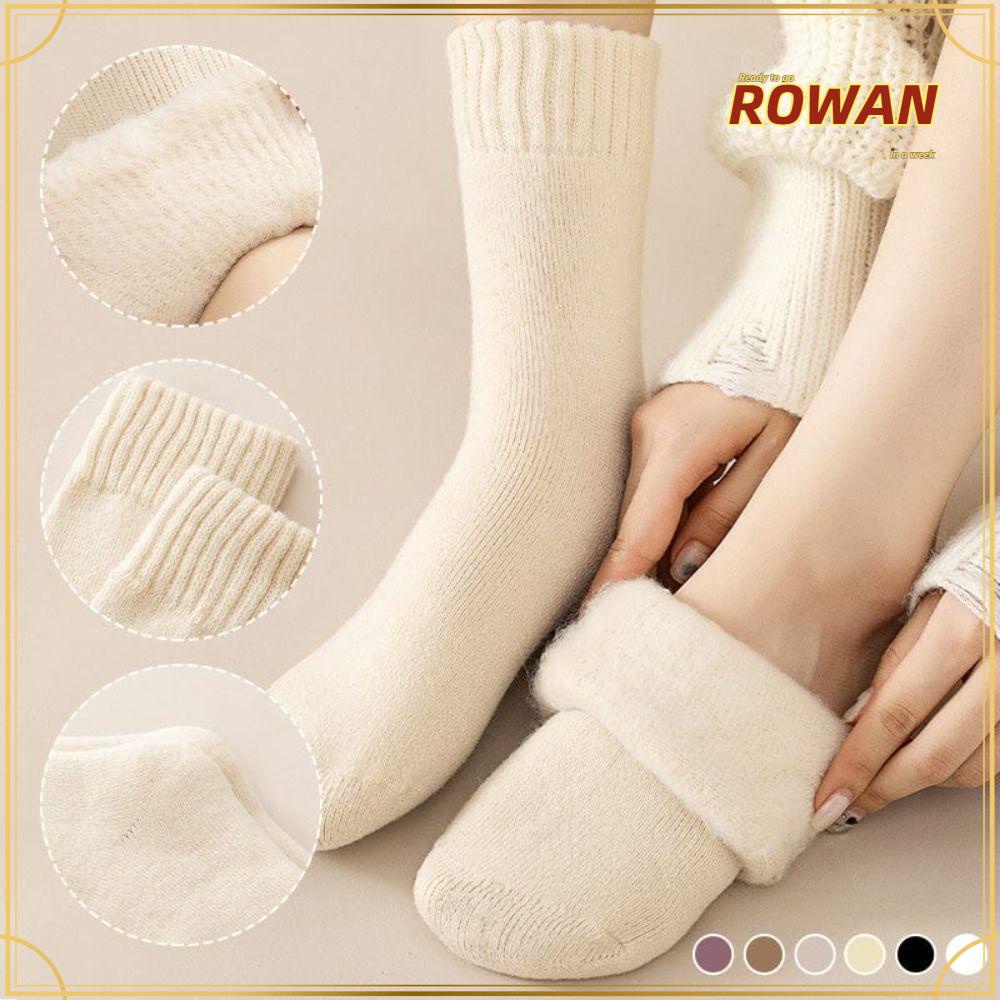 Rowans ถุงเท้า ผ้าวูล โพลีเอสเตอร์ หนา ไร้รอยต่อ ให้ความอบอุ่น แฟชั่นฤดูหนาว