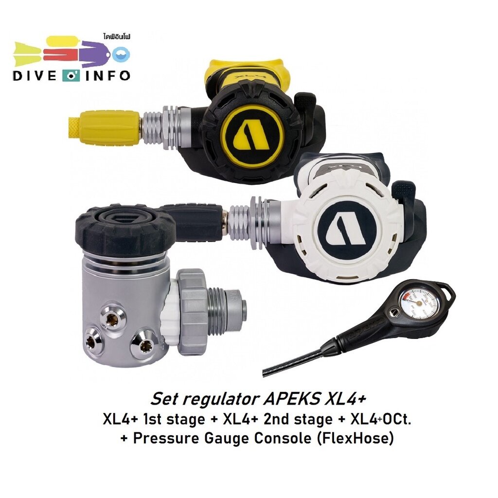 APEKS - XL4+ REGULATOR WHITE + XL4+ OCTOPUS + FLEX SPG (ยกชุด พร้อม Octo และ SPG) (อุปกรณ์ดำน้ำ)