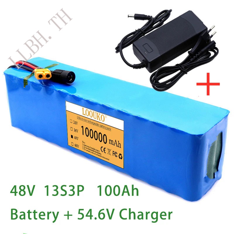 ใหม่48V 100AH 1000W 13s3p XT60 48V ชุดแบตเตอรี่ลิเธียมไอออน100000mAh สำหรับ54.6V จักรยานไฟฟ้าสกู๊ตเตอร์ที่มี BMS