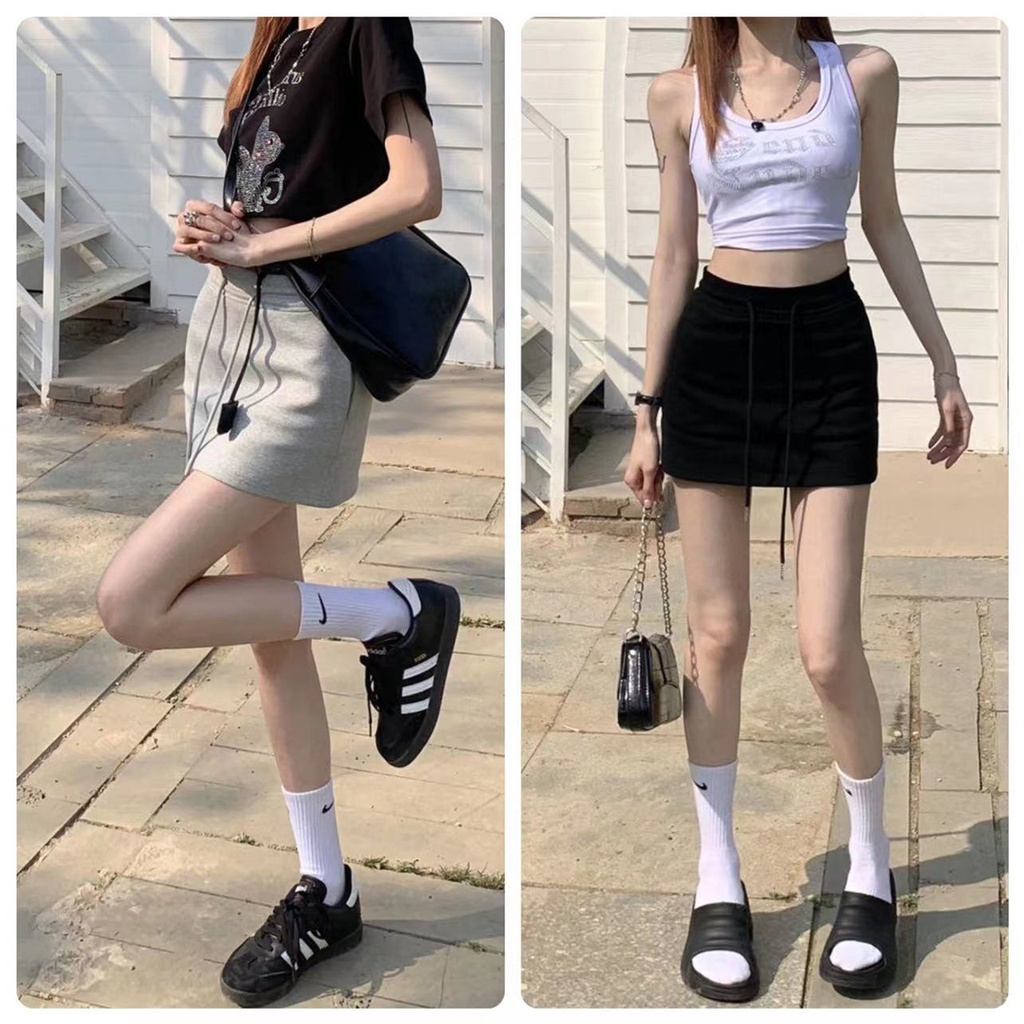กระโปรงวอร์มผ้ายืด สีพื้น สไตล์เกาหลีเรียบง่าย สวมใ่ส่สบาย