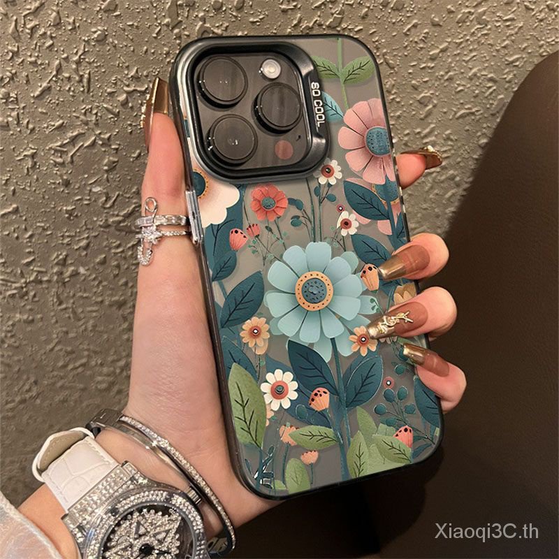 เคสโทรศัพท์มือถือ กันกระแทก ลายดอกไม้ หลากสี สําหรับ iPhone x xs xr xsmax 11 12 13 14 15 Pro max plus mini 9BDE