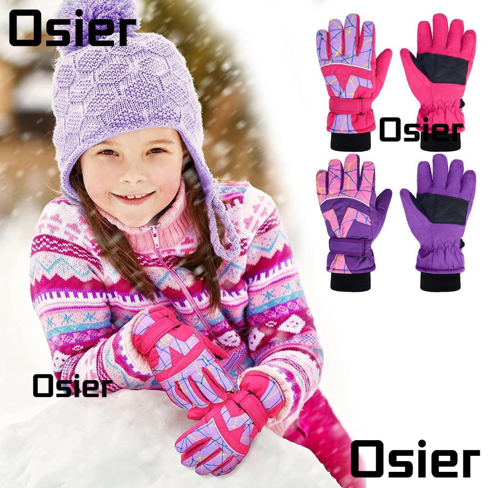 Osier1 ถุงมือเล่นสกี ให้ความอบอุ่น แฟชั่นฤดูหนาว สําหรับเด็กผู้หญิง