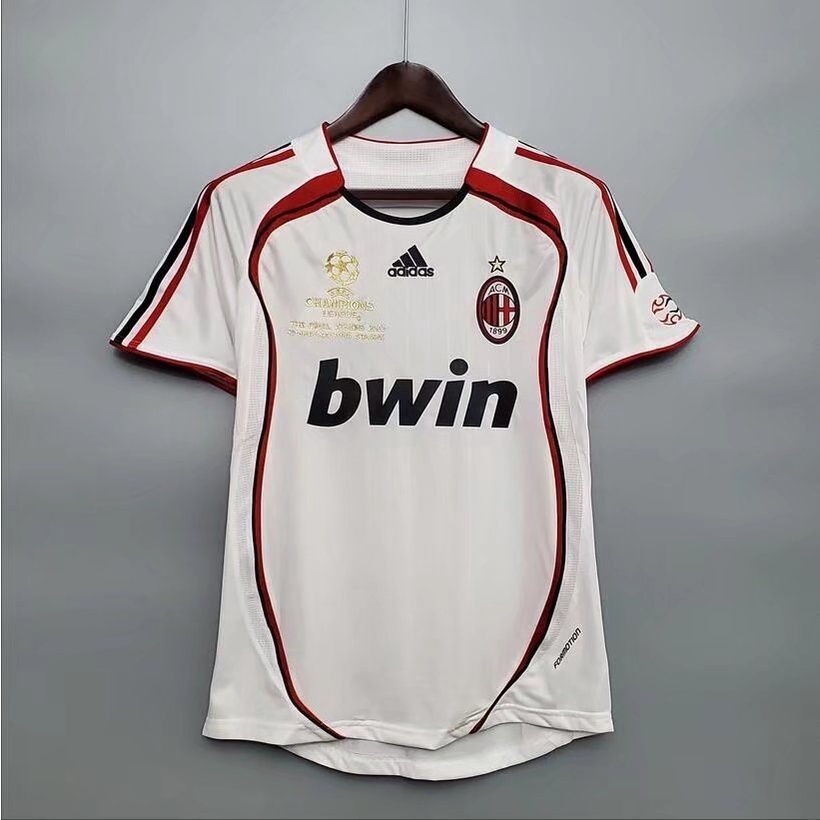เสื้อกีฬาแขนสั้น ลายทีมชาติฟุตบอลชั้นนํา AC Milan 2006 2007 ชุดเยือน สไตล์เรโทร