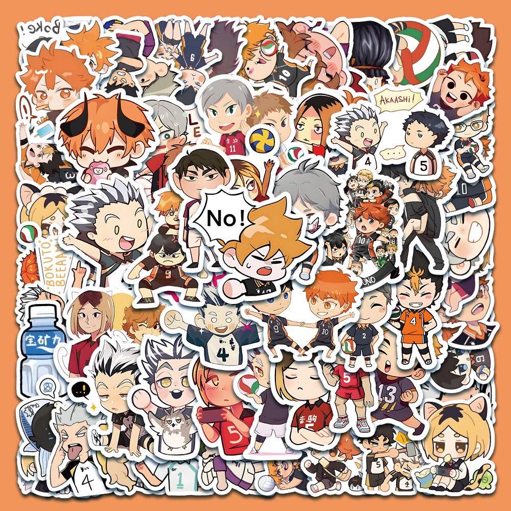 60Pcs/Set Q Baby Funny Haikyuu!! Series 01 Stickers DIY Fashion Decals Doodle Stickers