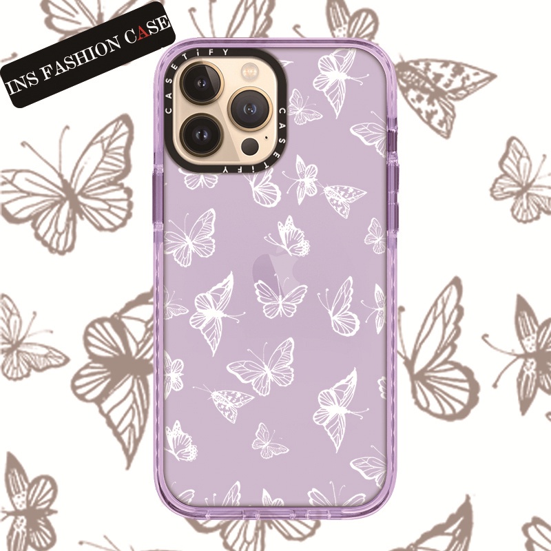 CASETiFY X White butterfly Purple Color Transparent iPhone Case For iPhone 14 13 12 11 Pro Max IX X