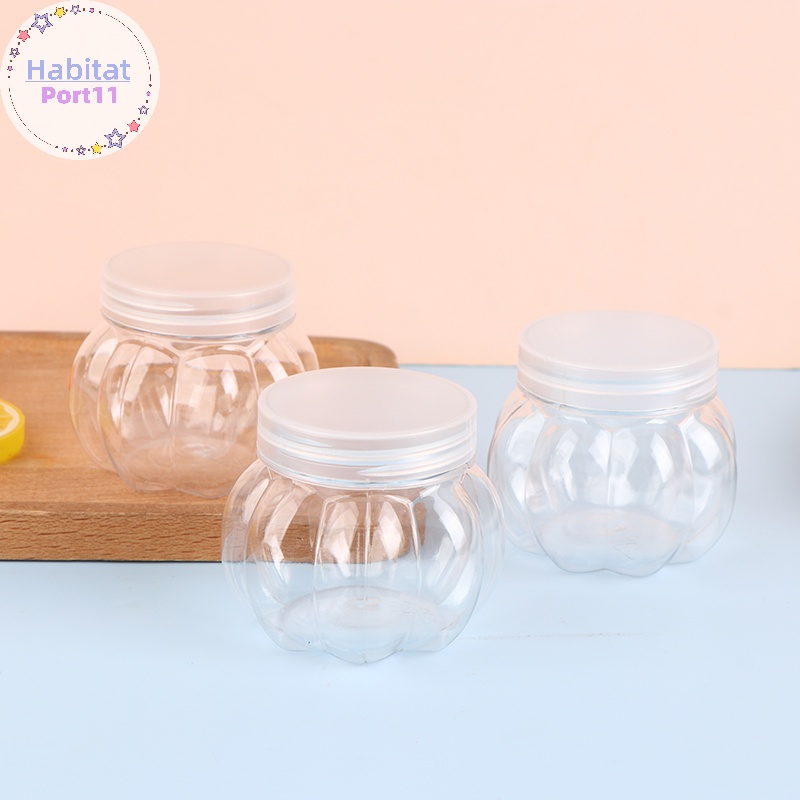 Habitatport กระปุกพลาสติกใส ลายฟักทอง ขนาด 150 มล. พร้อมฝาปิด สําหรับใส่ขนม คุกกี้ ชา เครื่องปรุง 5 ชิ้น