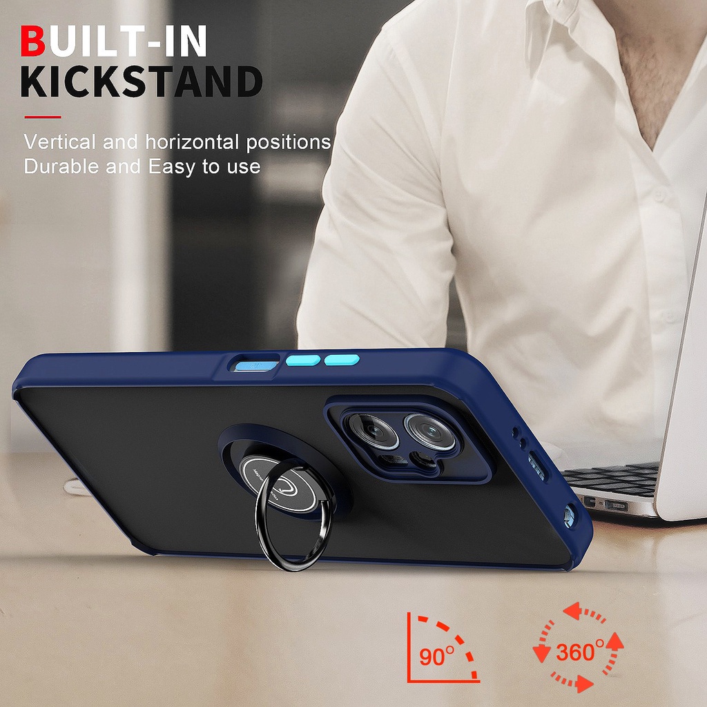 เคสโทรศัพท์มือถืออะคริลิค แบบแข็ง ป้องกันกล้อง กันกระแทก พร้อมแหวนขาตั้งแม่เหล็ก สําหรับ Xiaomi POCO X3 X4 X5 PRO X3 GT X4 GT 5G - รูปที่ 3