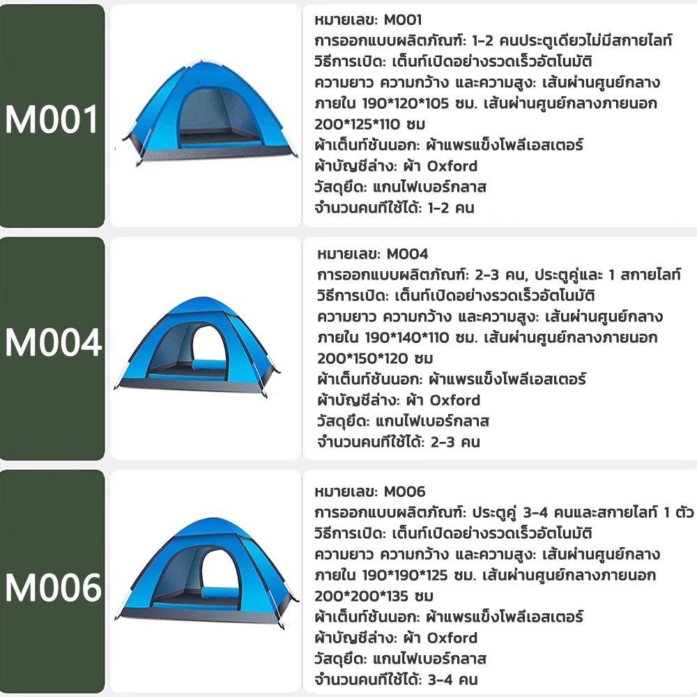 KAISER เต็นท์กางอัตโนมัติ สำหรับ 4-5 คน กันฝน ป้องกันแมลง thumbnail 10