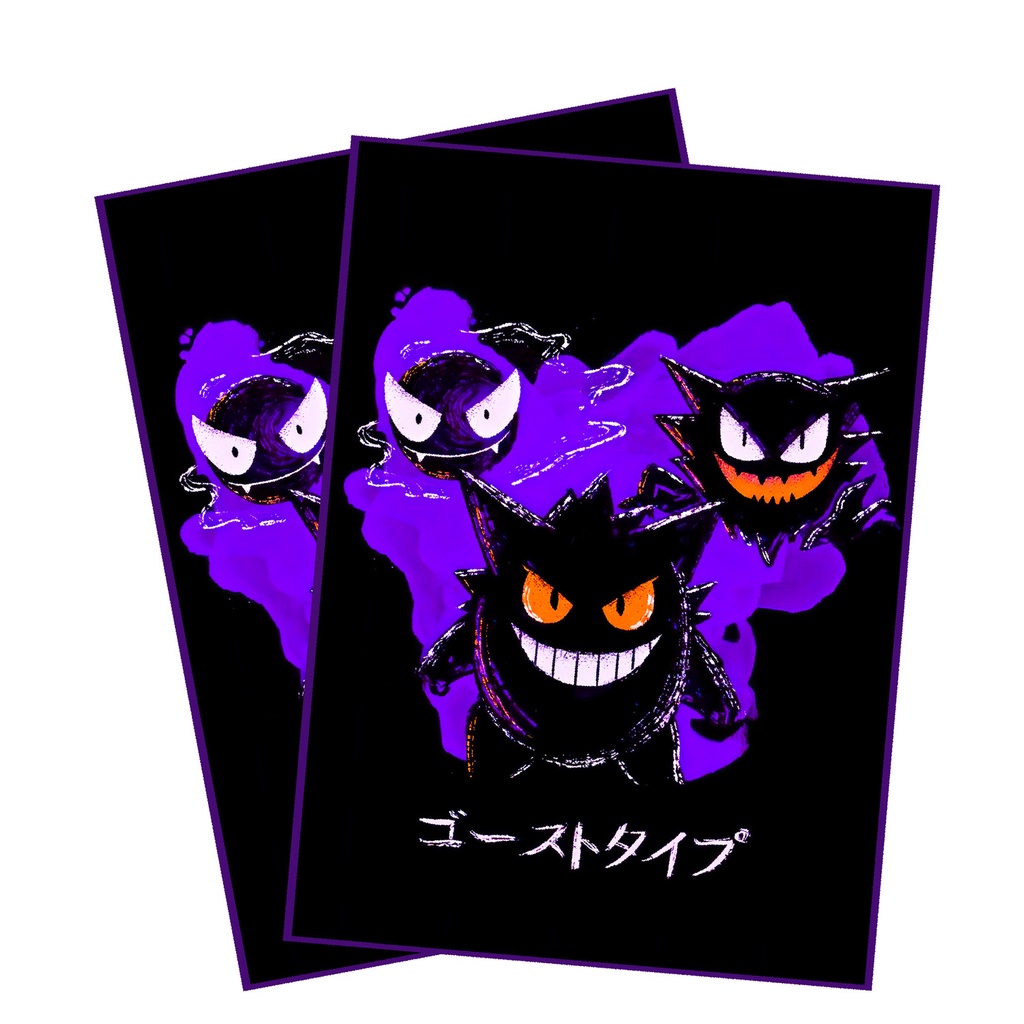 Pokemon Card Sleeves Gengar PTCG Card Protector Shiny Card แขนป้องกันสําหรับโต๊ะ DIY อย่างเป็นทางการ 66x91 มม.