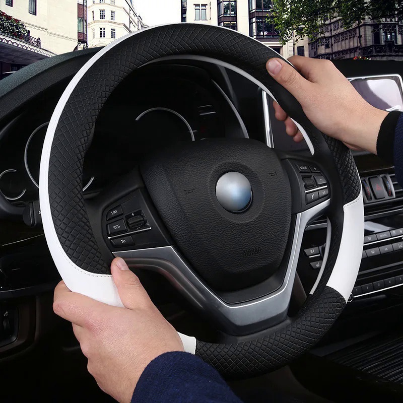 Leather Car Steering-wheel Cover 37CM-38CM Car-styling Interior Accessories Sport Auto Steering Whee
