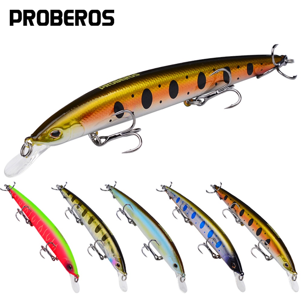 PROBEROS 1 ชิ้น Minnow Lures 11.5 เซนติเมตร - 15 เซนติเมตร 5 สี 9 กรัม - 20 กรัม wobblers ตกปลาประดิษฐ์ Noisy Swimbaits