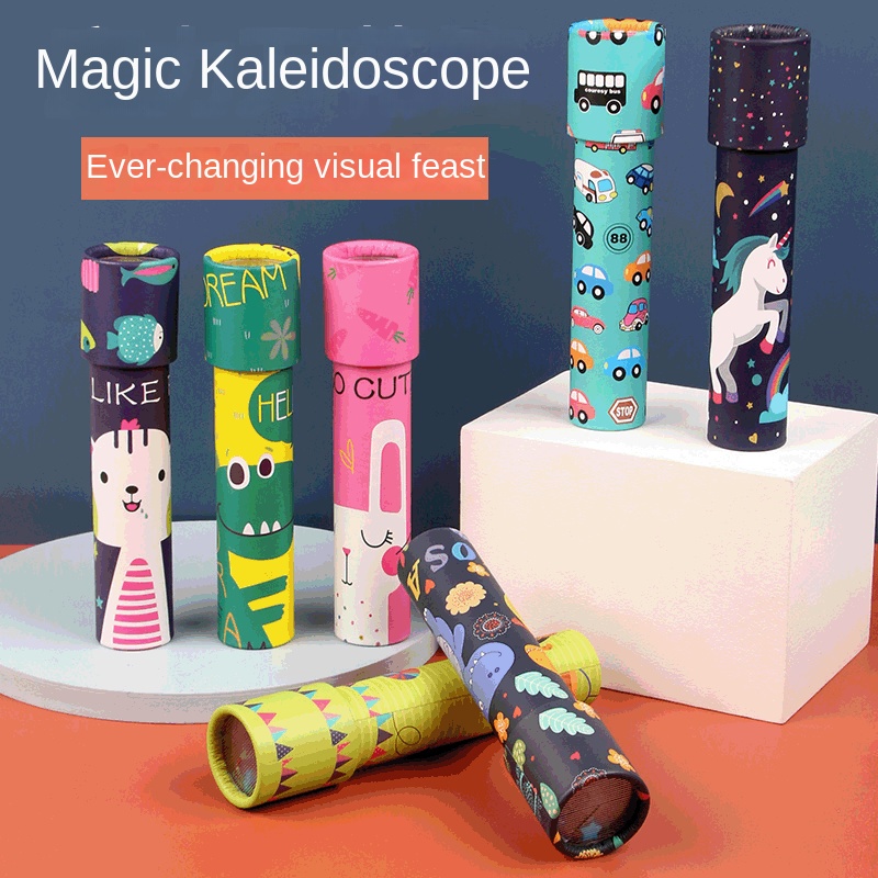 Kaleidoscope ของเล่นกล้องโทรทรรศน์ เพชร หลายตัว เสริมการเรียนรู้เด็กชาย และเด็กหญิง ของขวัญจินตนาการ ขนาดเล็ก ของเล่นฟิดเจ็ต