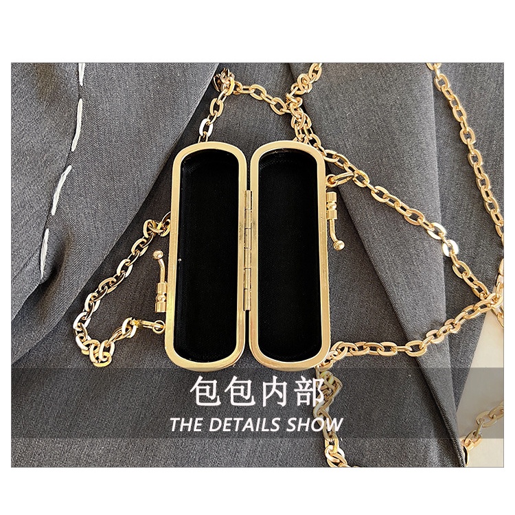 Fansty กระเป๋าสะพายข้าง ผ้ากํามะหยี่ แบรนด์เนม โซ่ ขนาดเล็ก รูปไข่ ลิปสติก กระเป๋าคลัทช์ สําหรับผู้หญิง