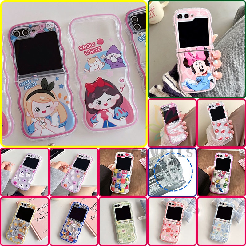 SAMSUNG พิมพ์คลื่นหยิกนุ่มtpuปลอกซิลิโคนsamsung Galaxy Z Flip 6 Z Flip 5 4/3 Wavy Edgeกรณีรูปแบบเปลื