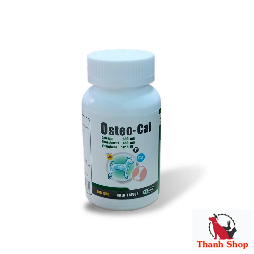 Osteo-Cal วิตามินแคลเซียมบำรุงกระดูกและอื่นๆ สำหรับสุนัขและแมว กระปุก25 เม็ด