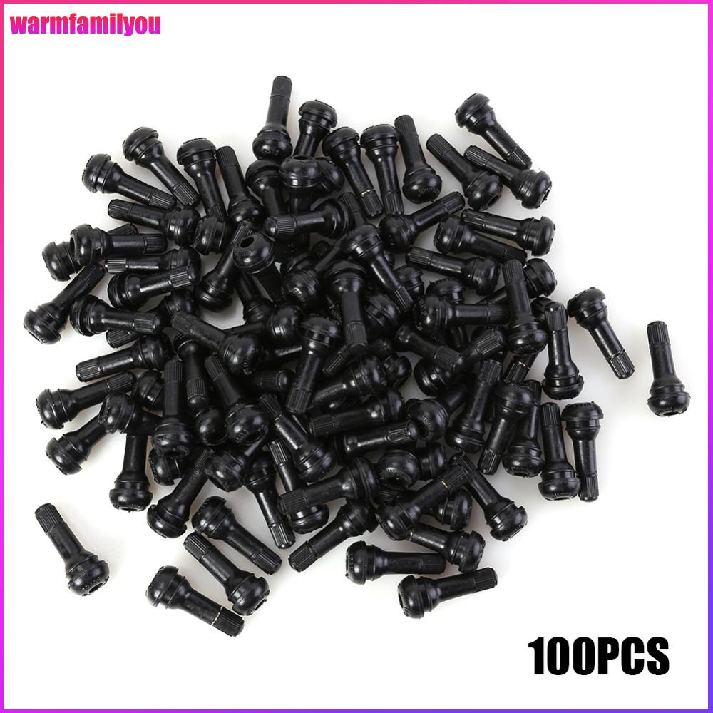【warmfamilyou】100pcs TR-413 สแน็ปอินก้านยางสีดำสั้น TR413 วาล์วไร้ยาง