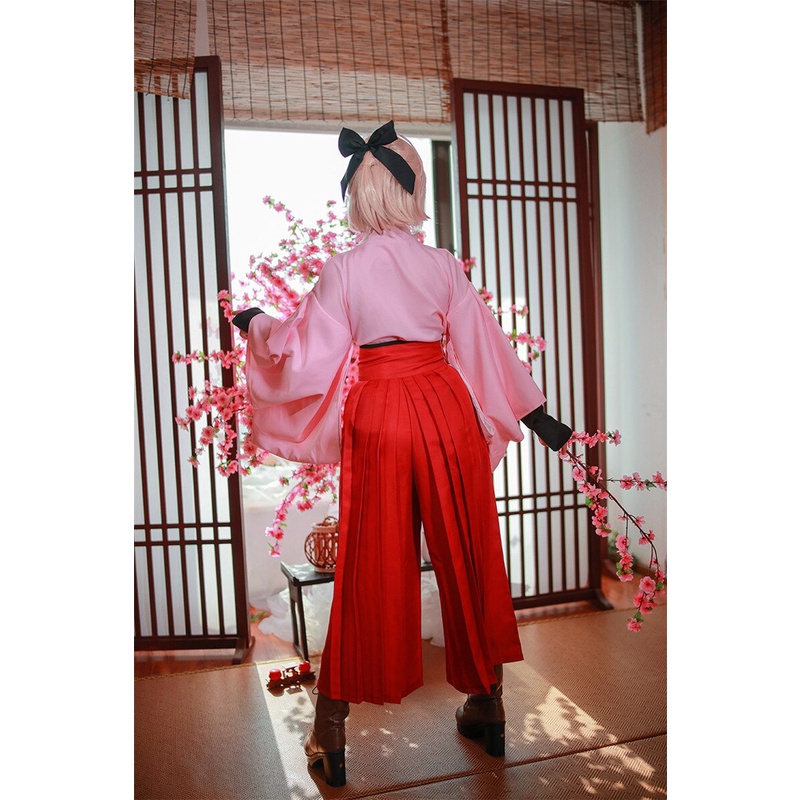 ชุดคอสเพลย์ อนิเมะ FGO Fate Grand Sakura Saber Okita Souji Kendo Kimono แบบดั้งเดิม สไตล์ญี่ปุ่น พร้อมวิกผม - รูปที่ 6