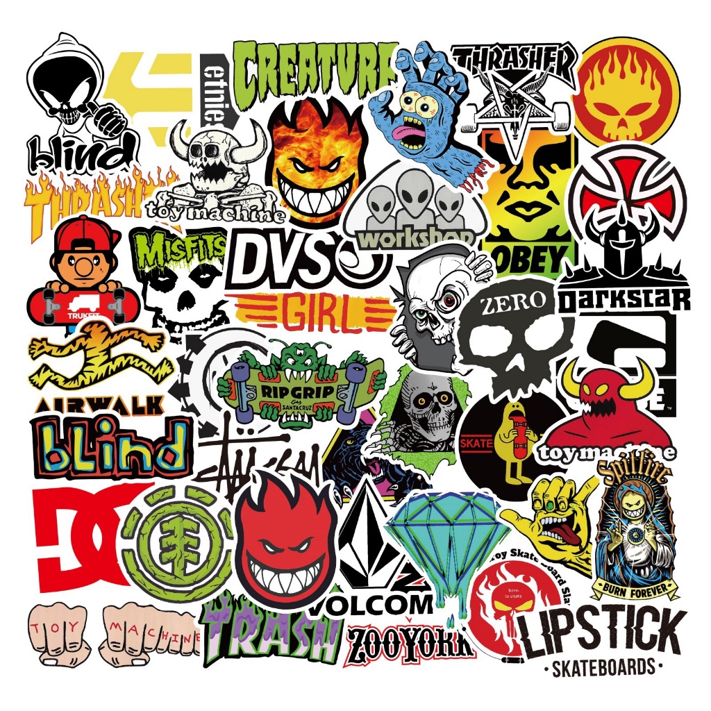 พร้อมส่ง spitfire logo INS สตูสซี่ 100แผ่น กันน้ำ สติ๊กเกอร์ ใช้ซ้ำได้ STICKER โทรศัพท์มือถือ วันพีซ สเก็ตบอร์ด
