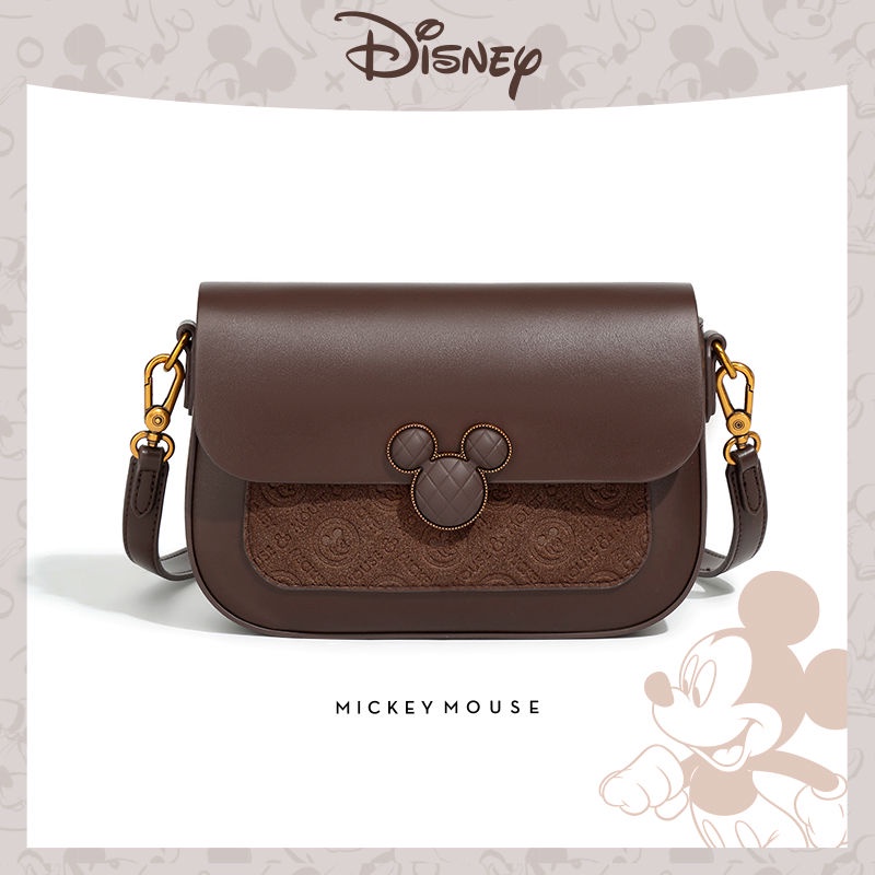 Disney กระเป๋าสะพายไหล่ สะพายข้าง ทรงสี่เหลี่ยม อเนกประสงค์ สีน้ําตาล สําหรับผู้หญิง ทํางาน เดินทาง ลําลอง