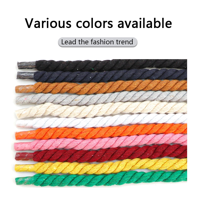 เชือกผูกรองเท้าผ้าใบ ทรงกลม หนา 1 ซม. ผ้าลินิน สีสันสดใส สําหรับรองเท้าบูท รองเท้าผ้าใบ รองเท้าวิ่ง