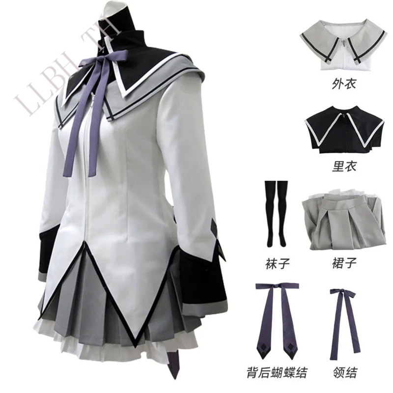 Akemi Homura Cosplay Skirt Anime Magical Girl Puella Magi Cosplay Costume Fighting Uniform Wig Suit 