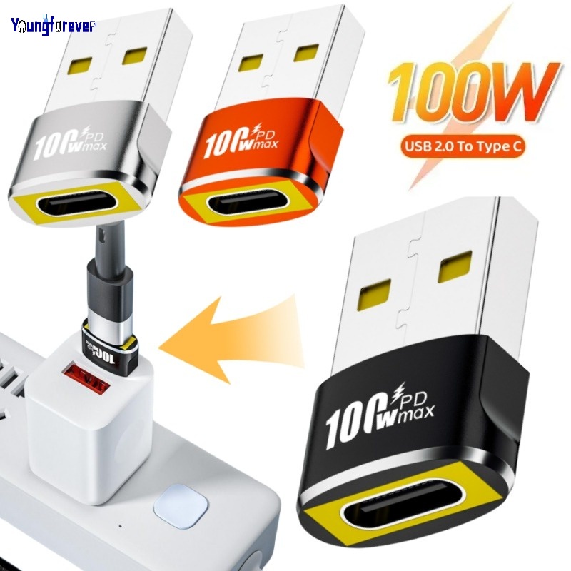 Pd100w Max คุณภาพสูง โลหะ USB2.0 เป็น Type C OTG อะแดปเตอร์ Mini Universal Type C ตัวเมีย เป็น USB ตัวผู้ ส่งข้อมูล ชาร์จ แปลง สําหรับโทรศัพท์มือถือ แล็ปท็อป