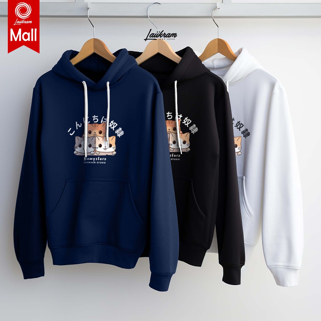 (LH_51)(งานแท้)เสื้อคลุมกันหนาวแบบสวม แบรนด์laiikram สกรีนCute_3Cat