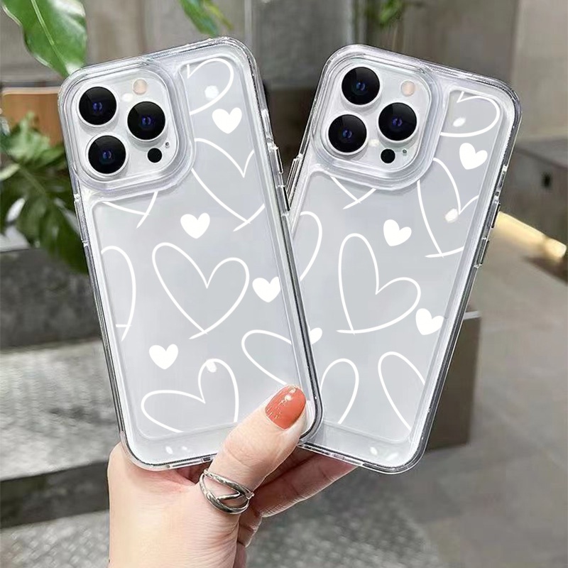 เคสโทรศัพท์มือถือแบบนิ่ม ใส กันกระแทก ลายหัวใจ สีขาว สําหรับ Xiaomi Redmi 12 Note 11 12 13 Pro Plus 5G Turbo 12S 11 11S 10 10S 9S Pro Redmi 13C 10C 12C - รูปที่ 5