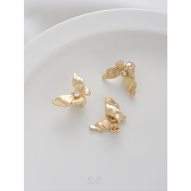 Spacer ลูกปัดผีเสื้อทําด้วยมือ diy 14K Gold-clad สีระบุฝังเพทาย ราคา ถูกที่สุด ดีลบีเคเค แกลเลอรีภาพที่ 2