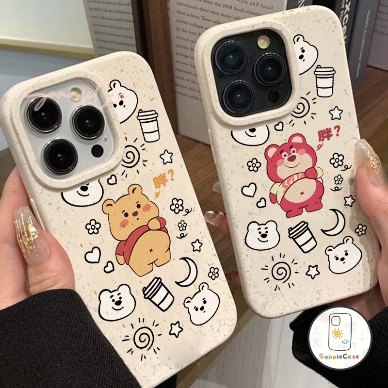 การ์ตูนสตรอเบอร์รี่หมีน่ารักวินนี่เดอะพูห์นุ่มย่อยสลายได้ iPhone 15 11 12 14 13 Pro Max 15 6s 8 6 7 Plus X XR XS Max SE