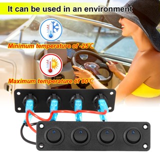 แผงสวิตช์โยก 12V กันน้ํา 1-4 Gang ทรงกลม สีฟ้า LED สําหรับ R…