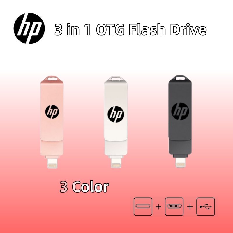 Hp 3 in 1 แฟลชไดรฟ์ OTG Usb 3.0 ความเร็วสูง กันน้ํา สําหรับ i Phone Android PC 2TB