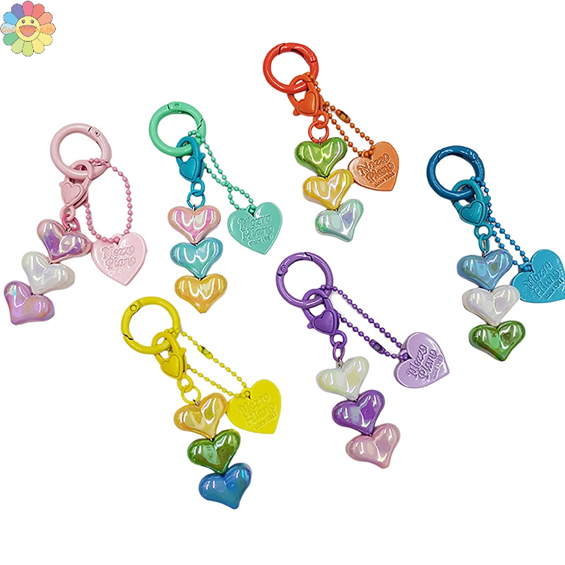 Gogo พวงกุญแจลูกปัดอะคริลิค ไล่โทนสี รูปหัวใจ พีช น่ารัก หลากสี อุปกรณ์เสริม สําหรับเด็กผู้หญิง TH